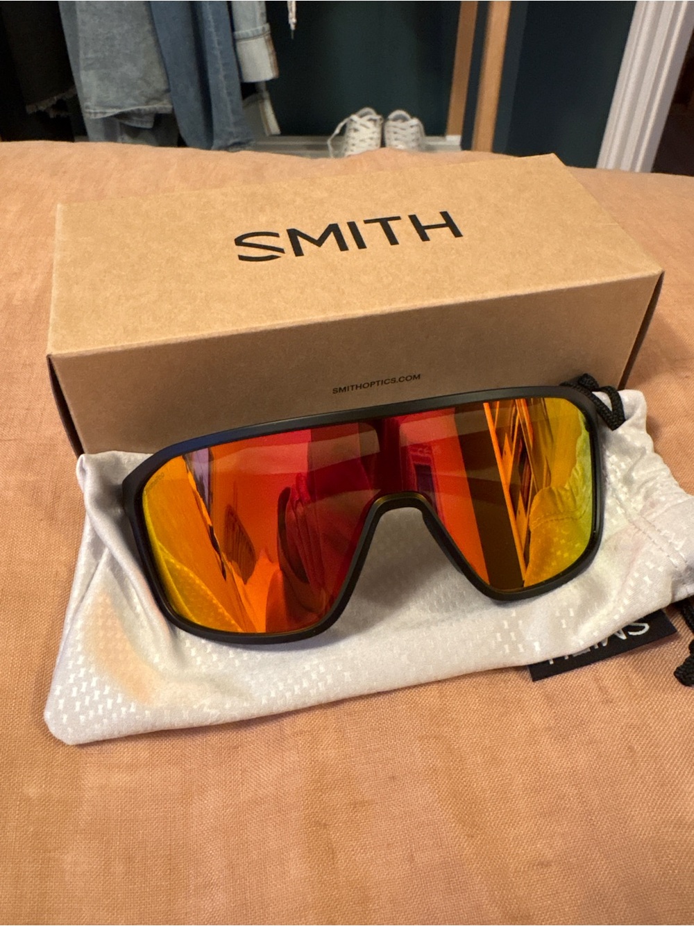 SMITH Boomtown Matte Black Frame Sunglasses with Red-Orange Mirror Lens